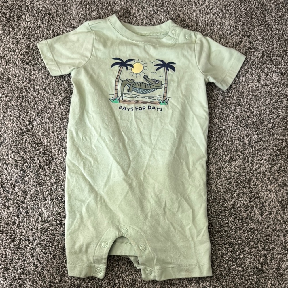 Garanimals Light Green Bodysuit with Crocodile and Palm Trees